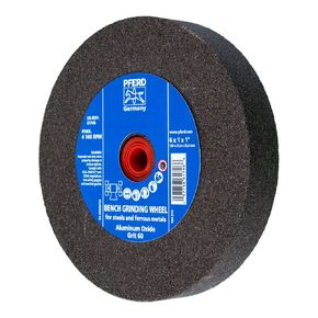 PFERD Bench Grinding Wheel Universal Type | 6x1x1 inch, vitrified Bond, Regular Aluminum Oxide, grit Size 60 | 61746 - for Universal use in in The Workshop, Included bushings 3/4, 5/8, 1/2 inch