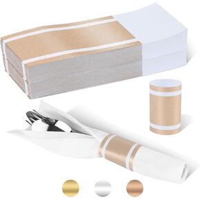 Paper Napkin Band,Napkin Ring Self Adhesive,200PCS Matte Gold Silverware Wraps Bands,Table Setting Wedding Event Party Supply (Matte Gold /200pcs) NB-G200
