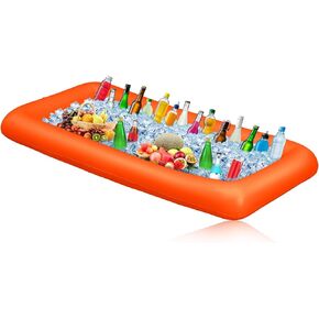 Leitee Inflatable Serving Bar with Drain Plug 52 x 24 x 5'' Inflatable Ice Serving Buffet Bar Inflatable Cooler for Parties Food Cooler for Party Buffet Inflatable Drink Cooler for Party (Black)