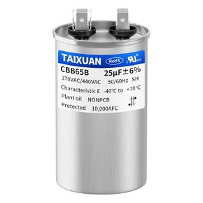 TAIXUAN AC Capacitor 45/5 uF 370V/440V CBB65 Round Dual Run Start AC Capacitors 45 5 MFD 440 VAC capacitor for Air Conditioner AC Unit Fan Motor Start or Heat Pump or Condenser Straight Cool(45+5uf)