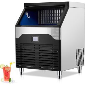 Commercial Ice Maker Machine, 160LBS/24H Stainless Steel Ice Maker Machine, Under Counter ice Machine with 100LBS Storage Bin, Ice Ready in 5-15 min, Freestanding Ice Machine for Restaurant