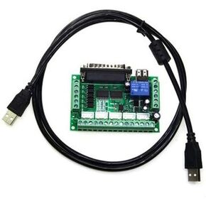 1Pcs 5 Axis CNC Breakout Board Mach3 Interface Board with Optical Coupler for MACH3 Stepper Motor Driver（With USB Cable）