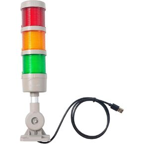 USB Stack LED Andon Tower Lights with Buzzer, Industrial Warning Lights, Column Tower Lights(24VDC, 3 Layer, with Buzzer)