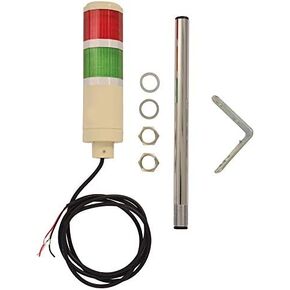 Signaworks 2 Stack Super Bright LED Tower Light, Steady On, 24V AC/DC Red/Green, 12 inch Threaded Pole, Right Angle Bracket, 5 Foot Bare Wire Leads (NO Power Cord OR Controls Included)