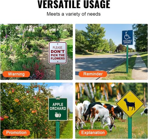 VEVOR 8FT U-Channel Sign Post, 4Pack Green Heavy Duty Steel Fixed Fence Post, Steel Fence U-Channel Sign for Garden, Courtyard, Farm or Traffic Intersection in Saudi Arabia