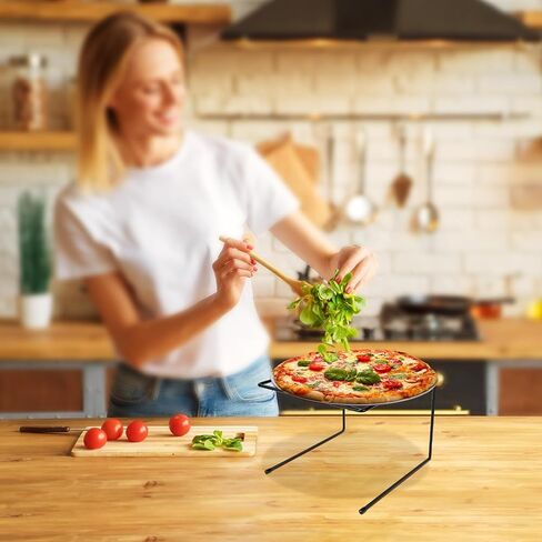 6 Pcs Black Metal Pizza Stands For Tables,Pizza Rack Stand For Restaurant,Catering，Pizza Stands For Serving，8.1 "W× 8.6 "D× 6.5 "H in Saudi Arabia