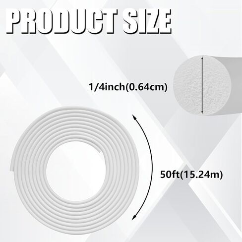 Backer Rod 1/4 Inch, EPDM Rubber Foam Caulk Saver 50' White Weather Strip Seal for Concrete Joints, Wall Cracks, Driveway and Joint Fillers. in Saudi Arabia