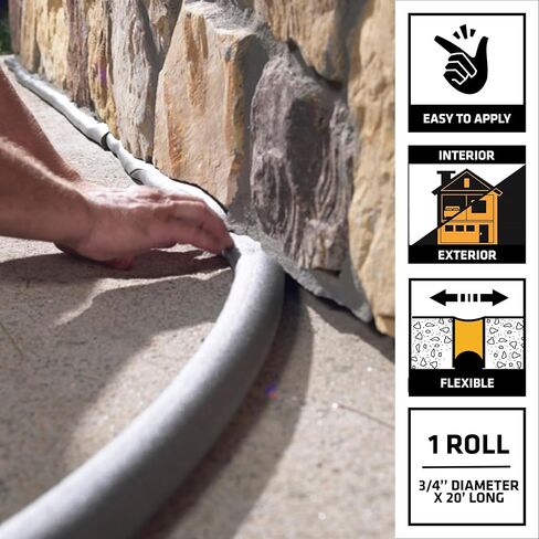 Sika - Polyethylene foam - Closed cell backer rod (gray) - to fill joints and cracks before applying sealant - water-resistant, flexible - 3/4" x 20' (pack of 6) in Saudi Arabia