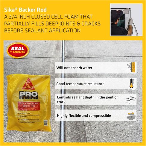 Sika - Polyethylene foam - Closed cell backer rod (gray) - to fill joints and cracks before applying sealant - water-resistant, flexible - 3/4" x 20' (pack of 6) in Saudi Arabia