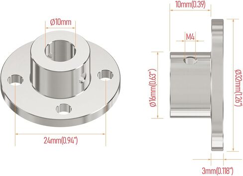 2Pcs 5mm(0.20 in) Flange Shaft Coupling, Rigid Coupling Motors Guide Support Coupler, High Hardness Connector Flanged Mount for DIY RC Model Motors Coupler with Set Screws & Wrench in Saudi Arabia
