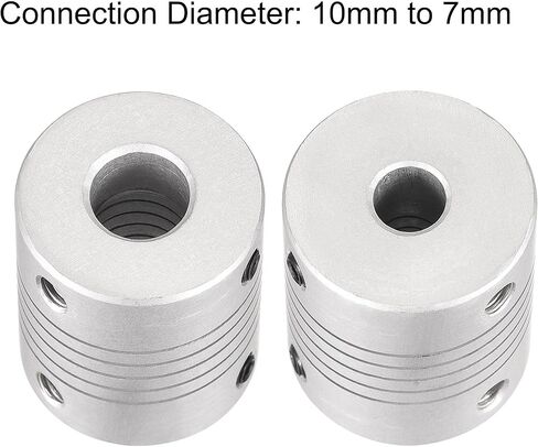 uxcell 10mm to 7mm Aluminum Alloy Shaft Coupling Flexible Coupler Motor Connector Joint L30xD25 Silver in Saudi Arabia