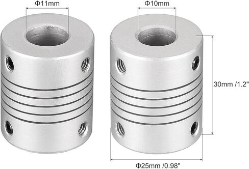 uxcell 10mm to 7mm Aluminum Alloy Shaft Coupling Flexible Coupler Motor Connector Joint L30xD25 Silver in Kuwait