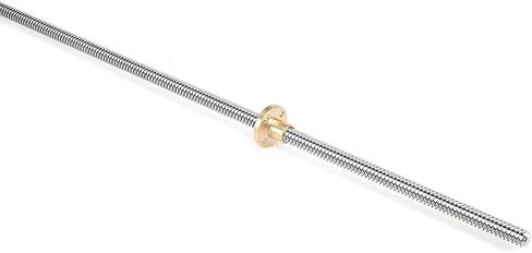 برغي الرصاص من الفولاذ المقاوم للصدأ 300 مم (11.81 بوصة) Tr8x2 مع صامولة نحاسية T8 للطابعة ثلاثية الأبعاد Z المحور وآلة CNC (خيط Acme، درجة 2 مم، 4 بدايات، سلسلة 2 مم) in Kuwait