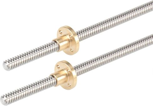 برغي الرصاص من الفولاذ المقاوم للصدأ 300 مم (11.81 بوصة) Tr8x2 مع صامولة نحاسية T8 للطابعة ثلاثية الأبعاد Z المحور وآلة CNC (خيط Acme، درجة 2 مم، 4 بدايات، سلسلة 2 مم) in Kuwait