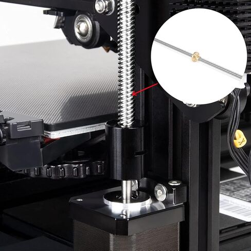 برغي الرصاص من الفولاذ المقاوم للصدأ 300 مم (11.81 بوصة) Tr8x2 مع صامولة نحاسية T8 للطابعة ثلاثية الأبعاد Z المحور وآلة CNC (خيط Acme، درجة 2 مم، 4 بدايات، سلسلة 2 مم) in Kuwait