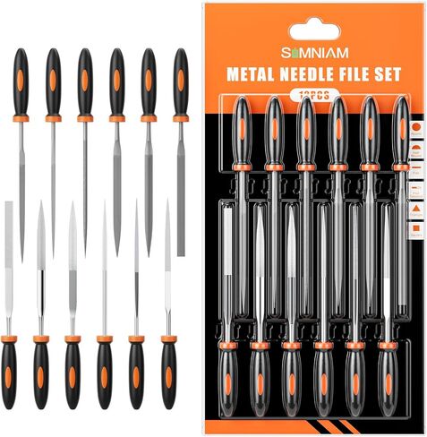 Simniam 12Pcs Metal File Set, Premium Grade T12 Drop Forged Alloy Steel, Mini File Set Contains 6Pcs Diamond Needle Files, 6 Pcs Carbon Steel Needle Files, Perfect for Sanding Wood, Metal & DIY in Saudi Arabia