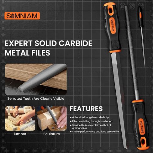 Simniam 12Pcs Metal File Set, Premium Grade T12 Drop Forged Alloy Steel, Mini File Set Contains 6Pcs Diamond Needle Files, 6 Pcs Carbon Steel Needle Files, Perfect for Sanding Wood, Metal & DIY in Saudi Arabia