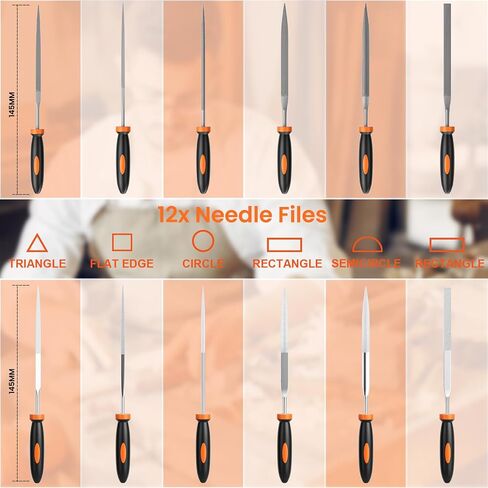 Simniam 12Pcs Metal File Set, Premium Grade T12 Drop Forged Alloy Steel, Mini File Set Contains 6Pcs Diamond Needle Files, 6 Pcs Carbon Steel Needle Files, Perfect for Sanding Wood, Metal & DIY in Saudi Arabia