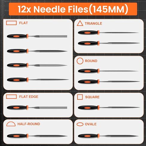 Simniam 12Pcs Metal File Set, Premium Grade T12 Drop Forged Alloy Steel, Mini File Set Contains 6Pcs Diamond Needle Files, 6 Pcs Carbon Steel Needle Files, Perfect for Sanding Wood, Metal & DIY in Saudi Arabia