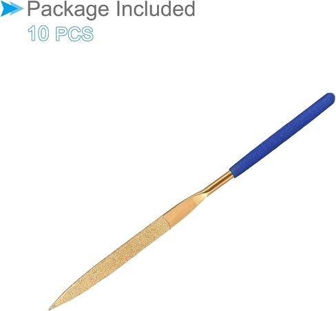 Diamond Coated Needle File, | 5mm Shank 180mm Length|, Titanium Coated Flat Point Files Sharpening Tool - (Applications: for Metal Glass Stone), 10-Pieces in Saudi Arabia