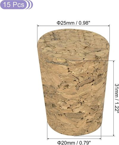MECCANIXITY Tapered Cork, 22x17x27mm Wooden Leakproof Soft Cork Stoppers for Wine Beer Bottle Crafts Corks Plug Replacement Laboratory Supplies, Dark Wood Color, Pack of 15 in Saudi Arabia