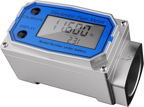 Flow Meter 3/4 Inches - Digital Flow Meter Aluminum Alloy Engineered - Fuel Meter Features Auto on & Off - Turbine Flow Meter & Digital Gas Meter in Industry-Grade - Supports Gallon, QTS, PTS, L, m³ in Saudi Arabia
