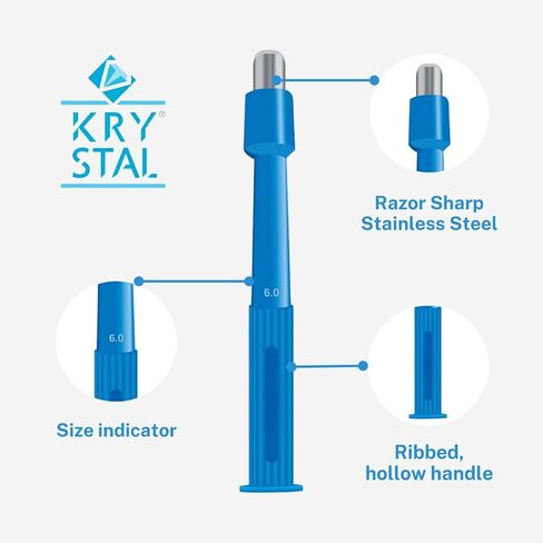 Krystal Disposable Punch Biopsy with Protective Cap, 5.0mm, Sterile, Single Punch Blade, for Medical use, Jewelry Piercing, Indivdually Packed (Box of 25) in Saudi Arabia