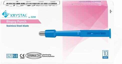 Krystal Disposable Punch Biopsy with Protective Cap, 5.0mm, Sterile, Single Punch Blade, for Medical use, Jewelry Piercing, Indivdually Packed (Box of 25) in Saudi Arabia