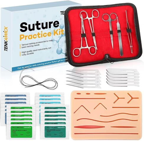 40 Pieces Suture Practice Kit for Medical Students Suture Training，Suture Kit includes 24 Packs Sutures Thread with Needle,Complete Tools for Suture Skill Practice in Saudi Arabia