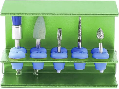 5pcs 10 Holes Dental Burs Holder Block Case with Blue Silicone Dental Autoclavable Burs Holders (Silver) in Saudi Arabia