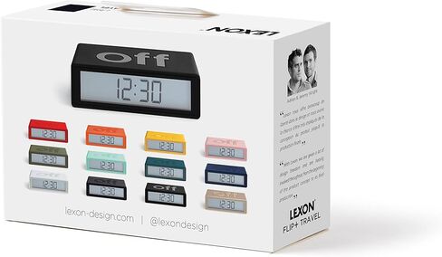 Lexon Flip+ Travel Digital Alarm Clock, Reversible On/Off Faces Small Travel Clock with LCD Display & Touch Sensor Light, Battery Operated, Rubber - Yellow in Kuwait