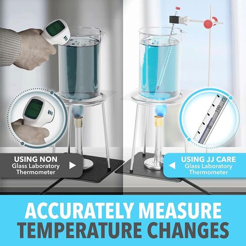 ميزان حرارة مختبر JJ CARE، ميزان حرارة مختبري مانع للتسرب، غمر إجمالي 305 مم، مقياس حرارة مختبري معاير وخالي من الزئبق، ميزان حرارة علمي للمختبر in Kuwait