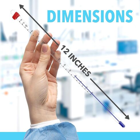 ميزان حرارة مختبر JJ CARE، ميزان حرارة مختبري مانع للتسرب، غمر إجمالي 305 مم، مقياس حرارة مختبري معاير وخالي من الزئبق، ميزان حرارة علمي للمختبر in Kuwait