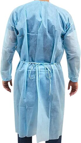 Personal Touch 20 Pack Disposable Isolation Gowns - Blue Level 2 SMS 40gsm Non-Woven Material - PPE Gowns Disposable for Dental, Medical Use, Fluid-Resistant and Latex-Free Gowns, Universal Size in Saudi Arabia