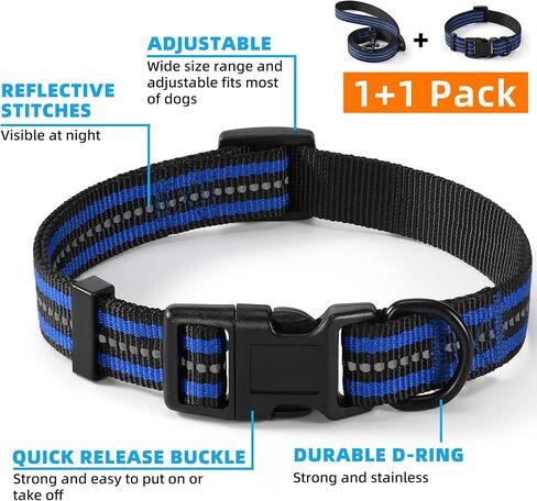 Mile High Life | Reflective Dog Collar Leash Set | Small Dog Collar Leash Set | Medium Dog Collar Leash Set | Adjustable Collar Leash Set (Reflective Solid Limegreen, Medium (Pack of 2)) in Kuwait