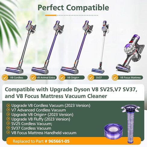 Upgraded V7 V8 Replacement Filter Compatible with New Version Dyson V7 V8 Cordless Vacuum, Dyson V8 Animal Extra Cordless Vacuum Cleaner, SV25, SV37, 3 V7 V8 Filter Kits, Part #965661-01/967478-01 in Saudi Arabia