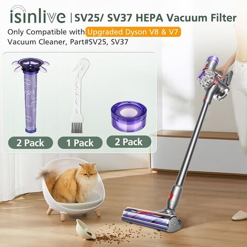 Upgraded V7 V8 Replacement Filter Compatible with New Version Dyson V7 V8 Cordless Vacuum, Dyson V8 Animal Extra Cordless Vacuum Cleaner, SV25, SV37, 3 V7 V8 Filter Kits, Part #965661-01/967478-01 in Saudi Arabia