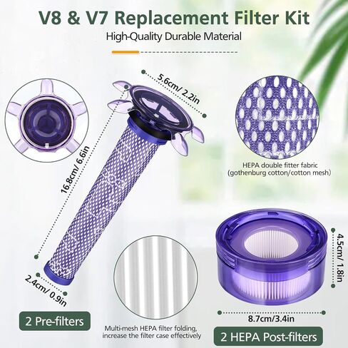 Upgraded V7 V8 Replacement Filter Compatible with New Version Dyson V7 V8 Cordless Vacuum, Dyson V8 Animal Extra Cordless Vacuum Cleaner, SV25, SV37, 3 V7 V8 Filter Kits, Part #965661-01/967478-01 in Saudi Arabia
