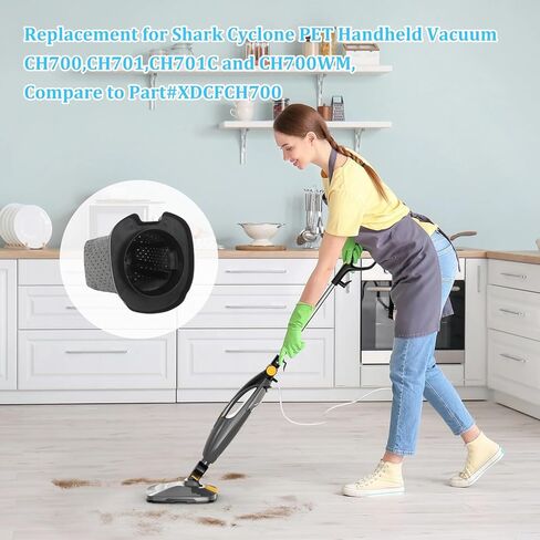 4 قطع غيار فلتر مكنسة CH701 متوافقة مع مكنسة Shark Cyclone PET المحمولة CH700، CH701، CH701C، CH700W، قطع غيار فلتر مكنسة Shark المحمولة باليد XDCFCH700. in Kuwait