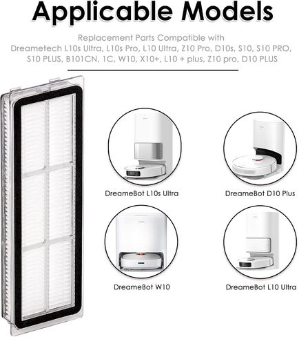 (4 Pieces) HEPA Filter Compatible With Dreametech L10s Ultra, L10s Pro, L10 Ultra, Z10 Pro, S10, S10 PRO, S10 PLUS, B101CN, 1C, W10, X10+, L10 + plus, Z10 pro, D10 PLUS, Replacement Filters in Kuwait