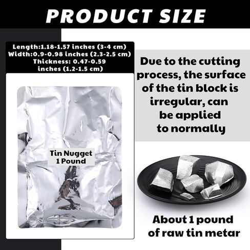 1 Pound Tin Nugget Raw Tin Metal, 99.99% Pure Metal Tin Block Tin Shot Lump Semisphere for Experiments Production Metal Fittings in Saudi Arabia
