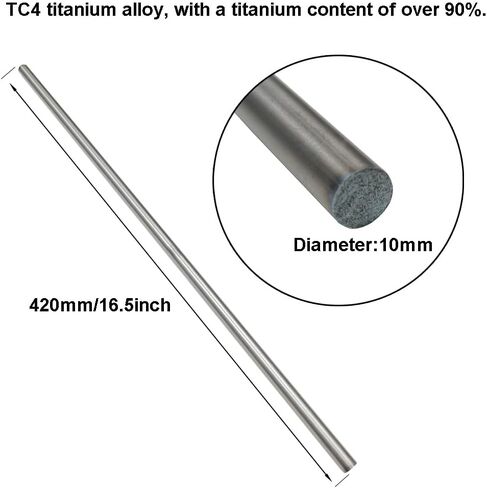 2Pcs Titanium Round Rod Dia 4mm 0.157"" Length 420mm 16.535""，Solid TC4 Titanium Rod, Silver gray in Kuwait