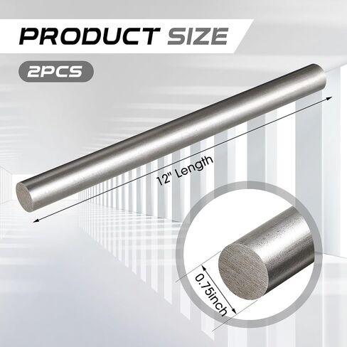 2 Pcs 12L14 Steel Bar 0.75" Diameter, 12" Length Round Stock Steel Rod 12L14 Steel Round Bar for Craft Accessories Tool in Saudi Arabia