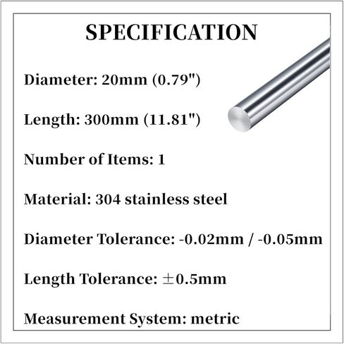 304 Stainless Steel Round Rod 10pcs 6mm x 300mm (0.24 x 11.81 inches) Metric Length Tolerance ± 0.5mm for DIY Craft Making Industry Metal Working Hobby Storage Rack Model Making in Saudi Arabia