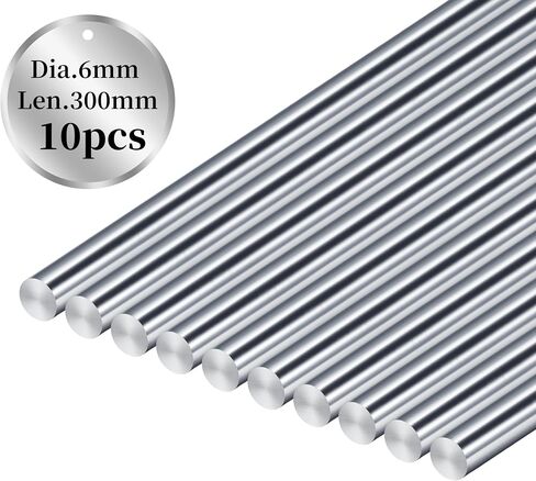 304 Stainless Steel Round Rod 10pcs 6mm x 300mm (0.24 x 11.81 inches) Metric Length Tolerance ± 0.5mm for DIY Craft Making Industry Metal Working Hobby Storage Rack Model Making in Saudi Arabia