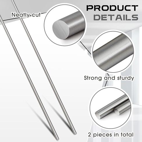 2 Pcs 316 Stainless Steel Rod 0.25'' Diameter, 36'' Length Round Bar Metal Rods in Saudi Arabia