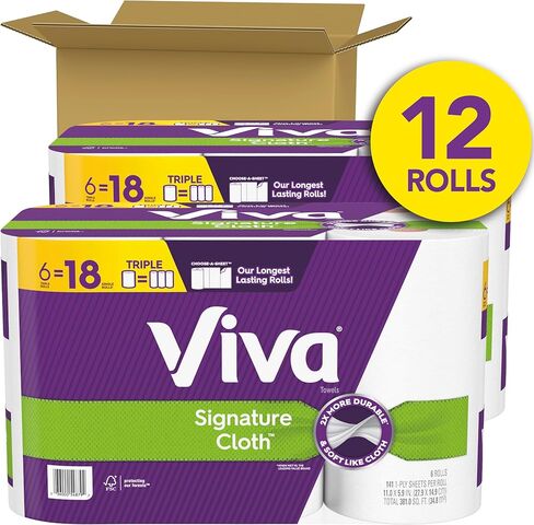 Viva Signature Cloth Paper Towels, Task Size - 24 Super Rolls (4 Packs of 6), 81 Sheets per Roll in Saudi Arabia