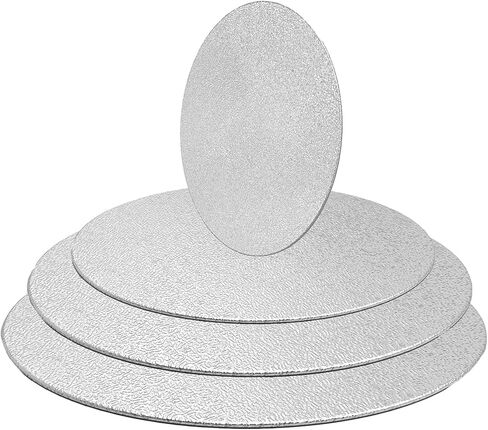 4 Pack Silver Cake Boards Round Cake Circles 6, 8, 10, 12 Inch Cake Base Cardboard, 1 of Each Size Set for Baking Cake, Wedding Birthday Cake, Dessert, Cake, Pizza Decorating and Exhibition in Kuwait