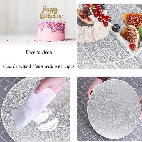 4 Pack Silver Cake Boards Round Cake Circles 6, 8, 10, 12 Inch Cake Base Cardboard, 1 of Each Size Set for Baking Cake, Wedding Birthday Cake, Dessert, Cake, Pizza Decorating and Exhibition in Kuwait