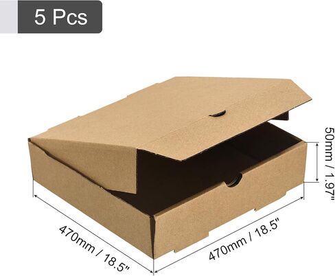 uxcell Pizza Box, 5pcs 16x16 Inches - Cowhide Paper Mini Pizza Boxes, Square Corrugated Storage Container for Cake Cookies Pizza Party (Brown) in Saudi Arabia
